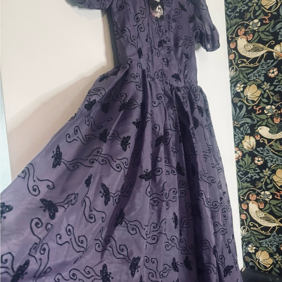 Unique Vintage x Corpse Bride women’s purple embroidered swing dress Sz XS NEW - Picture 2 of 13
